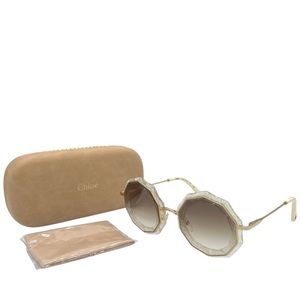 Chloé Caite Geometric Gold Crystal Glitter Sunglasses